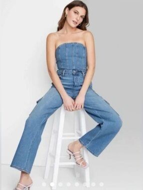 Blue Denim Cargo jumpsuit